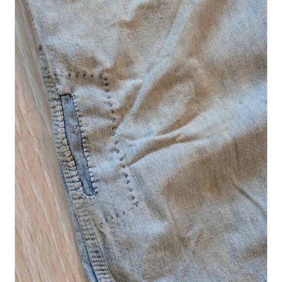 Sanforized Denim Overalls VTG 50s Repaired Distressed Thrashed Faded 35" Waist - Picture 5 of 16